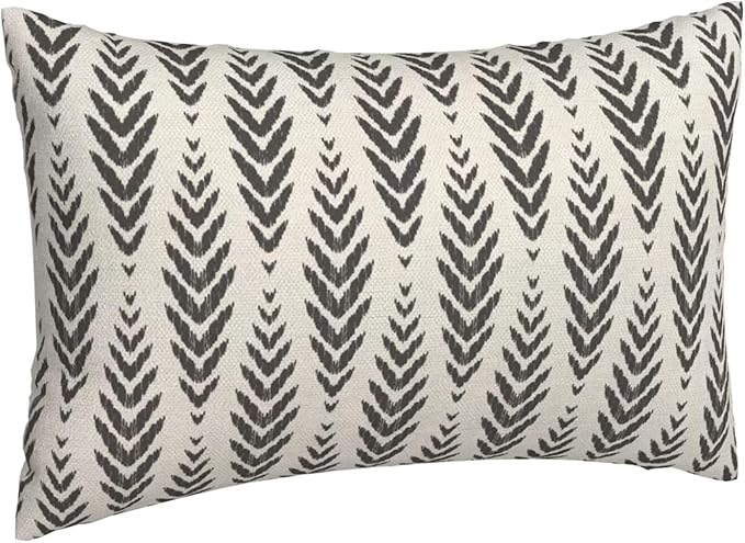 Boho Pillow Covers 12 x 20 Inch Pack of 2, Black and White Bohemian Ethnic Herringbone Pattern Decorative Throw Pillow Covers Vintage Linen Farmhouse Outdoor Pillowcase for Bedroom Home Sofa Decor