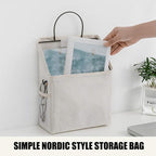 Wall-Hanging Storage Bags, Desktop Organizer Basket Cotton Linen Hanging Storage Basket for Kitchen,Bderoom,Living Room (#2 Grey)