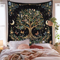 90”x 71” Large Tree of Life Tapestry Wall Hanging Boho Spiritual Wall Tapestry for Bedroom Aesthetic Large Sacred Wall Hangings Tapestries Black Botanical Nature Tapestries Living Room Dorm Decor