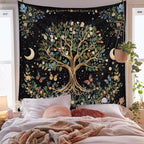 90”x 71” Large Tree of Life Tapestry Wall Hanging Boho Spiritual Wall Tapestry for Bedroom Aesthetic Large Sacred Wall Hangings Tapestries Black Botanical Nature Tapestries Living Room Dorm Decor