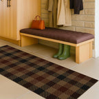 JTJ 2x6 Easy Jute Runner for Indoor Entrance - Outdoor Runner Rug for Patio, Kitchen Runners Non Skid Washable 6ft - Vintage, Mudroom, Washable Stain Resistent Carbin Brown and Red Checkered Décor