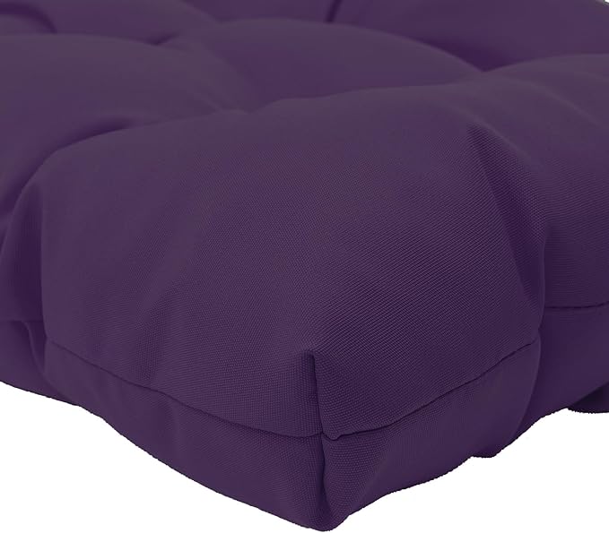 QILLOWAY Outdoor Seat/Back Chair Cushion Tufted Pillow, Spring/Summer Seasonal All Weather Replacement Cushions. (Purple)