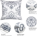Coliuso Decorative Throw Pillow Covers 18x18 Set of 4, Grey and White Modern Simple Square Pillow Case Cushion Cover for Sofa Couch Farmhouse Outdoor Living Room (Gray and White, 18" x18")