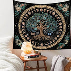 Jhdstore Moon Phase Tree of Life Tapestry Mandala Tapestry for Bedroom Aesthetic Celestial Decor Boho Spiritual Tapestries Wall Hanging Living Room Decor 36"x48"