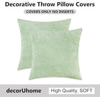 decorUhome Chenille Sage Green Spring Euro Sham Throw Pillow Covers 26x26 Inch Set of 2, Decorative Soft Couch Pillow Covers Solid Dyed Accent Farmhouse Neutral Square Pillow Cases for Sofa