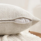MIULEE Pack of 4 Couch Throw Pillow Covers 18x18 Inch Cream Soft Decorative Chenille Pillow Covers Farmhouse Accent Cushion Covers for Boho Spring Home Decor Sofa Bedroom Living Room
