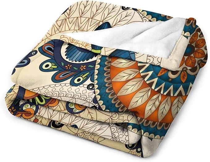 Bohemian Flower Throw Blanket Boho Mandala Floral Flowers Print Pattern Blanket for Sofa Bed Couch Chair Or Dorm 60"x80"