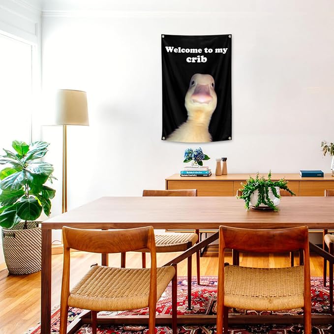 ILINJAU Welcome To My Crib Flag Funny Tapestry 2x3Ft Indoor Outdoor Wall Art Tapestry for Bedroom Teens Room Decoration Living Room Bedroom