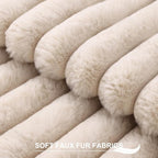 Pallene Faux Fur Plush Throw Pillow Covers 26x26 Set of 2, Luxury Soft Fluffy Striped Decorative Pillow Covers for Sofa, Couch, Living Room, Apricot