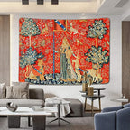 FEASRT European Royal Tapestry Medieval Princess Tapestry, 60x40 Inches Soft Flannelette, Lady and Unicorn for Living Room Bedroom Dorm Decor