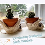 2Pcs Macrame Plant Hanger Crochet Sloth Hanging Planter Sloth Gifts,5 Inch Animal Wall Hanging Plant Holder for Plant Sloth Lovers, Home Decor Indoor Outdoor Plants Succulent Gifts (2)
