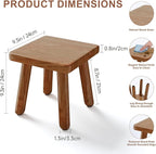 9 Inch Small Wooden Step Stool, multi-functional footstool, shoe changing stool, indoor plant stand, portable and sturdy, suitable for living room, kitchen, bedroom, bathroom (Walnut wood color)