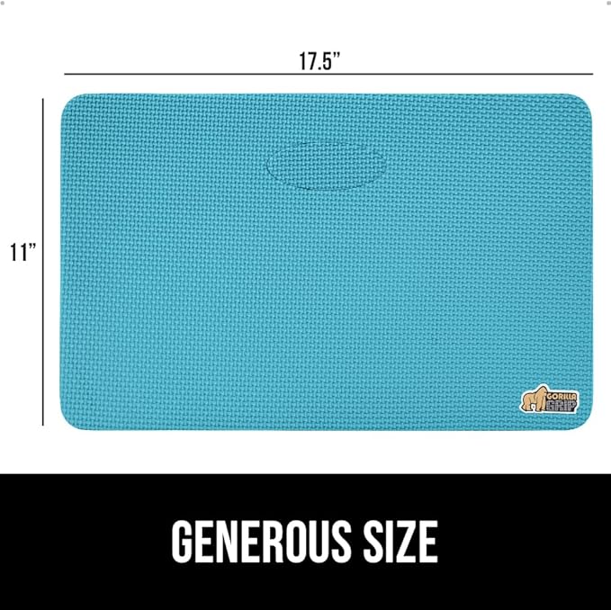 GORILLA GRIP Extra Thick Patent Pending Supportive Foam Kneeling Pad, 2 PK, Large Cushion Knee Pads for Gardening, Baby Bath, Dirt and Water Resistant, Workout, Garden Supplies, 17.5x11 Turquoise