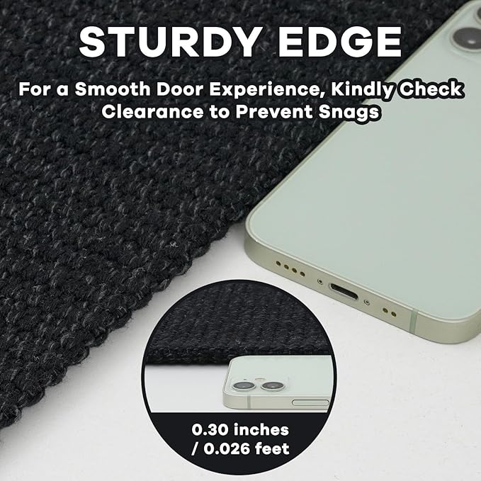 EARTHALL Washable Runner Rug 2x7 Ft Non Slip Runners for Hallways Cotton Rubber Backed Kitchen Runner Braided Indoor Floor Carpet Runners for Entryway, Hallway, Kitchen, Bedroom, Black