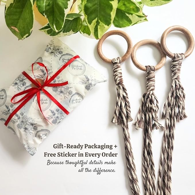Set of 3 Macrame plant hanger for pots 4-10” live plants indoor and outdoor decor hanging plant holder Boho décor Plant stand Indoor plant shelf for Hanging planter for plant pots (Coffee Corner)