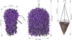 Artificial Fake Outdoor Hanging Flowers Plants Basket for Outside Porch Decoration, Fake Silk Purple Daisy Flower UV Resistant Look Real Orchid Traing Vines for Home Balcony Yard Patio Garden Decor