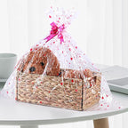 Vagusicc Wicker Storage Basket, Set of 2 Hand-Woven Storage Baskets for Organizing, Small Wicker Basket for Toilet Paper, Foldable Cube Organizer Bins for Shelves and Bathroom (Water Hyacinth)