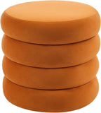 Flouki 19.5" Storage Ottoman Round, Vanity Stools for Bedroom, Velvet Pouf Ottoman with Removable Lid, Modern Ottoman Stool for Girls Women, Foot Stool for Living Room, Orange