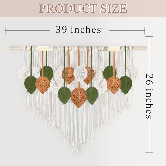 lokeisna Macrame Wall Hanging Tapestry, Room Decor Wall Art, Boho Wall Decor Tapestry for Bedroom above Bed Wall Decor Living Room, Macrame Wall Fashional Gift, 39" x 26" Red Green
