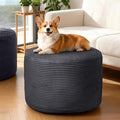 Round Corduroy Ottoman Foot Rest Pouf for Living Room Couch - Soft Plush Shredded Foam Filled Hassock Stool, Comfy Footstool