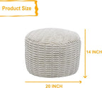 Asuprui Round Ottoman Pouf Ottoman Foot Stool Seat Faux Fur Bean Bag Foot Rest Floor Chair Leg Rest for Living Room, Bedroom or Wedding Gifts 20x20x14 Inches (Light Gray)