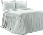 Lush Decor Ruffle Skirt Bedspread Set - 3-Piece Luxurious Farmhouse Bedding - Elegant Ruffle Detail - Timeless Style - Soft Lightweight Sheets - Queen, Sea Salt