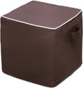 QILLOWAY Indoor/Outdoor Inflatable Stool, Ottoman Pouf Cube 16",All Weather Foot Rest for Camping or Home (Coffee)