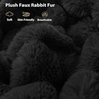 LIFEREVO Luxury Fluffy Faux Rabbit Fur Blanket, Plush Fuzzy Bubble Throw for Couch Sofa, Cozy Comfy Furry Bed Blanket Home Decoration, Aesthetic Shaggy Throw for Bedroom Living Room, 60x90, Black
