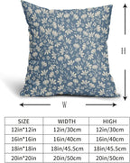 Light Blue Pillow Covers 16x16 Set of 2 Vintage Floral Rustic Old Style Cute Flower Print Decorative Outdoor Pillowcases Seasonal Farmhouse Throw Cushion Case Decor for Couch Sofa Bed