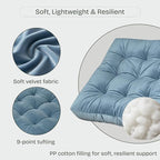 Floor Pillow for Sitting, Large Velvet Floor Seating Cushion for Adults, Tufted Big Pillow for Meditation, Yoga & Living Room, Machine Washable, 22x22 Inch, Blue