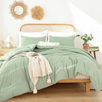 ROSGONIA Oversized King Comforter 120x120, 3pcs Super King Comforter (1 Sage Green Comforter & 2 Pillowcases) Lightweight Warm Bedding Set Quilt