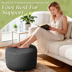 Round Corduroy Ottoman Foot Rest Pouf for Living Room Couch - Soft Plush Shredded Foam Filled Hassock Stool, Comfy Footstool