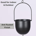 Shineloha 2 Pack Metal Hanging Planters for Indoor Outdoor, with 5.5 Pot, Modern Hanging Planter | Black Plant Hanger, Ceiling Plant Hangers. NO Plant incld.