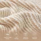 Snuggle Sac Fluffy Bedding Blanket Twin Size, Soft Luxurious Knit Throws, Fuzzy Microfiber Blankets for Couch, Sofa, Bed, Cream Beige, 60x80 inches