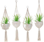 4 Pack Macrame Plant Hanger Hanging Planter with Patterns for up to 8 Inch Pot Indoor Outdoor Hanging Planter Basket Boho Plant Hanger Holder Decorative Flower Pot Holder for Garden Home