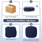 MeMoreCool Stuffed Round Pouf Ottoman Foot Rest, Soft Plush Floor Pouf Foot Stool, Corduray Footstool Footrest, Small Round Ottoman for Living Room Couch Sofa Chair, 20x15 Inch Navy