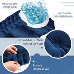 Bench Cushions for Indoor Furniture 40x20 in Velvet Kitchen Dining Piano Window Seat Cushion, Tufted Patio Porch Swing Thicken Bench Pad Memory Foam (Royal Blue)