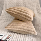 2 Pack 16x16 Pillow Cover Velvet Pillow Covers, Faux Fur Square Throw Pillow Covers for Living Room Decorations Throw Pillow Case, Throw Pillow Cover Cushion Cover for Sofa Bedroom Car, Khaki