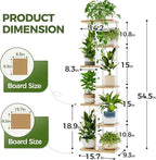 Bamworld Tall Plant Stand Indoor, 7 Tier Plant Shelf for Multiple Plants, Tiered Flower Pot Stands for Patio Garden Balcony Living Room Bedroom, White