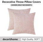 decorUhome Chenille Blush Pink Spring Valentine’s Day Throw Pillow Covers 20x20 Inch Set of 2, Decorative Soft Couch Pillow Covers Solid Dyed Accent Farmhouse Neutral Square Pillow Cases for Sofa