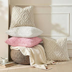 decorUhome Cozy Textured Throw Pillow Covers 20x20 Inch Set of 2, Soft Plush Faux Wool Beige Accent Couch Pillow Covers for Modern Farmhouse Sofa Bed Living Room