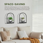 Wall Planters for Indoor Plants Set of 2, Hanging Planter for Indoor Plant Stand Plants Wall Decor - Premium Metal Hanging Plant Holder (Semi-Round)