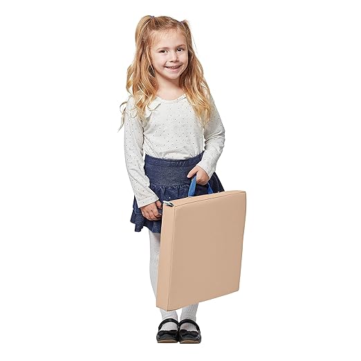 ECR4Kids SoftZone Square Floor Cushions with Handle, Flexible Seating, Sand, 6-Piece
