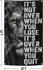 Inspirational Lion Tapestry 3x5FT, Positive Energy Aesthetic Wall Art for Office, Bedroom, Living Room, Study Room, Children's Room Decor, Motivational Quote Poster Wall Hanging