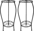 Metal Plant Stand 2 Tier Indoor Outdoor, Tall Flower Pot Shelf Rustproof Stable Corner Stand, 25.2 inch Multiple Plant Display Rack for Living Room Patio Balcony Garden, 2 Pack