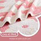Checkered Throw Blanket, Dusty Pink Flower Blanket for Couch, 60"x80" Soft Plaid Knit Blanket for Home Decor, Reversible Checkerered Blankets for Sofa, Chair, Bed