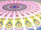 CRAFT KALA 22" Floor Pillows Cover for Sitting, Large Meditation Cushions Cover for Adults, Bohemian Mandala Round Pouf Seating Ottoman Cover for Outdoor Yoga and Living Room Pink Yellow Floral