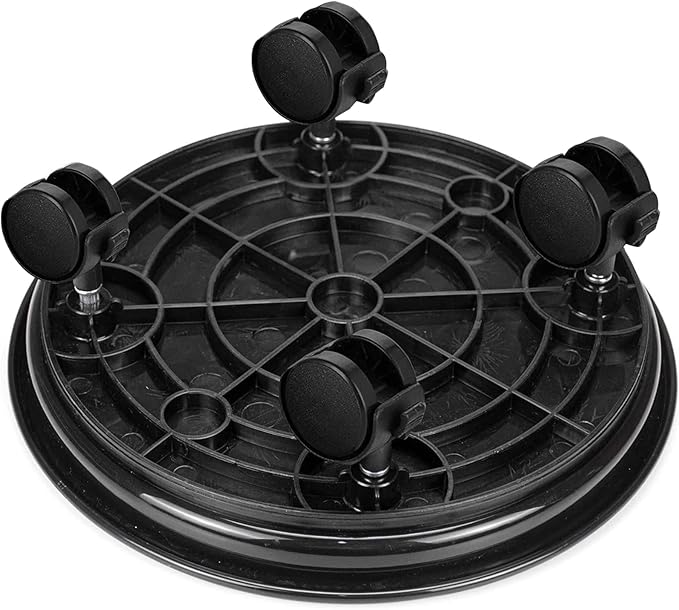 Fasmov 3 Pcs Plant Pallet Caddy Plant Stand Round Flower Pot Mover, Plant Pot Pallet Dolly Caster with Universal Wheels (Black)