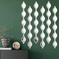 Yulejo 6 Pcs Acrylic Teardrop Mirror Decor Narrow Wall Decor Boho Vintage Wall Art for Apartment Home Living Room Bathroom Bedroom Hallway (Silver Edge)