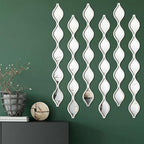 Yulejo 6 Pcs Acrylic Teardrop Mirror Decor Narrow Wall Decor Boho Vintage Wall Art for Apartment Home Living Room Bathroom Bedroom Hallway (Silver Edge)
